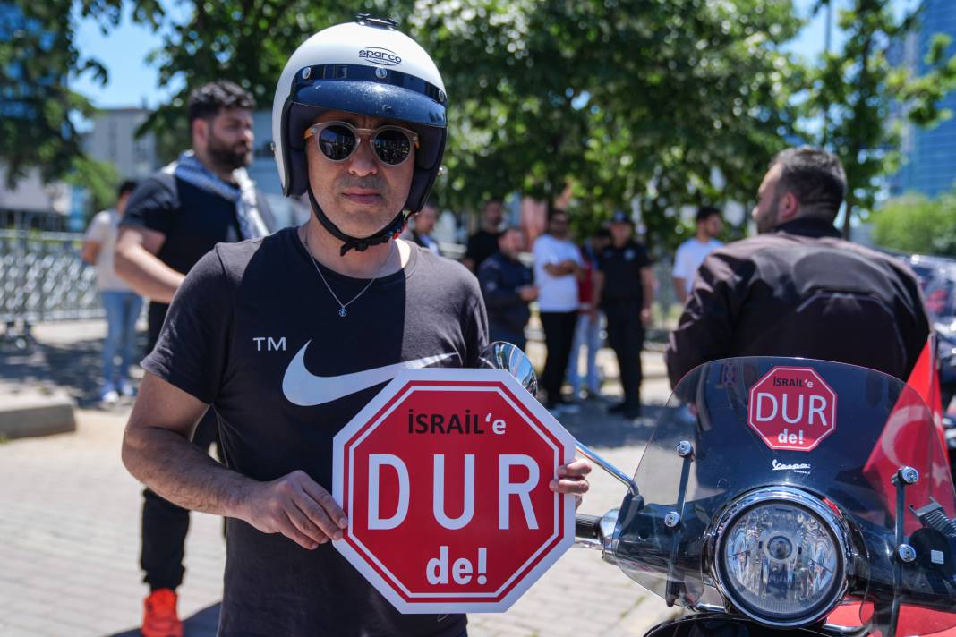 Motosikletlilerden İsrail Başkonsolosluğu önünde ‘soykırım’ protestosu 9